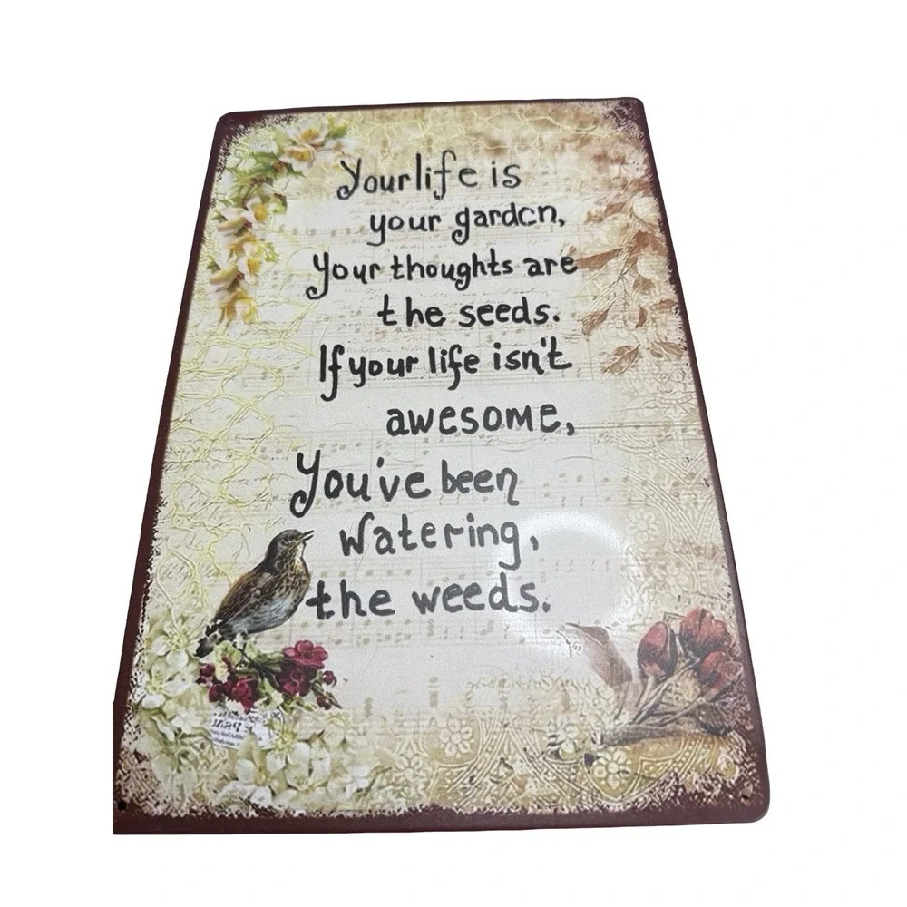 Quotes Bird Flower plants garden tin sign home wal decore 12x8
